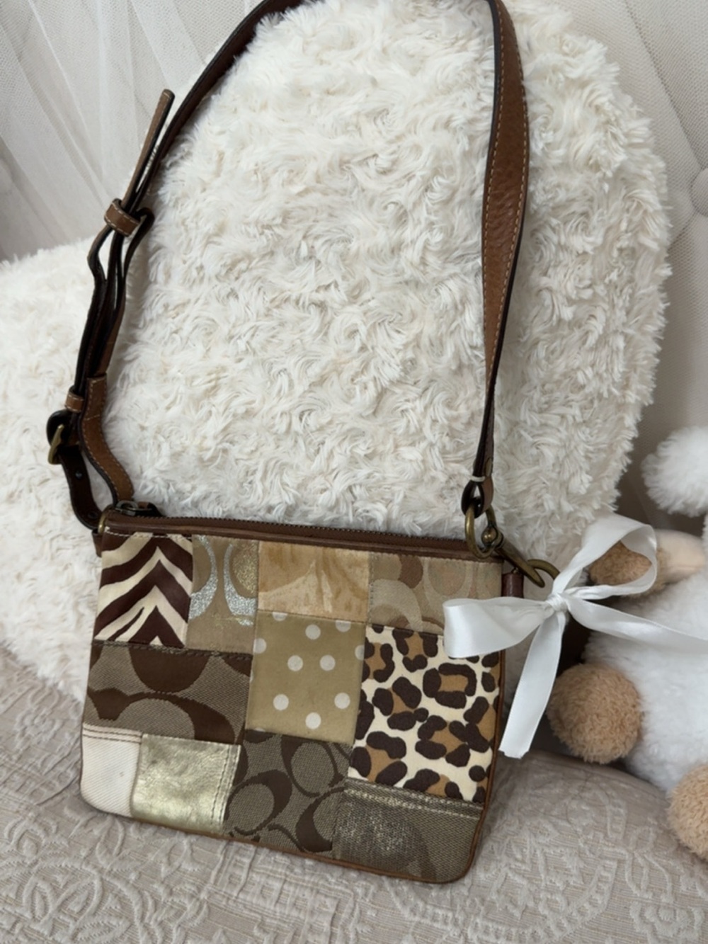 Coach Patchwork Animal Print/Glitter Shoulder Bag